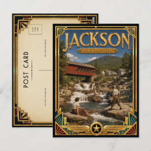 Carte Postale Jackson New Hampshire Art Déco vintage de l'âge d'