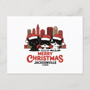 Carte Postale Jacksonville City Floride Merry Christmas Cats USA