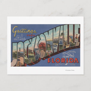 Carte Postale Jacksonville, Floride - Grandes Lettres Scènes 2