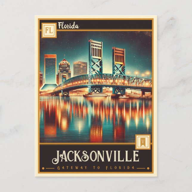 Carte Postale Jacksonville, Floride | VINTAGE (Devant)