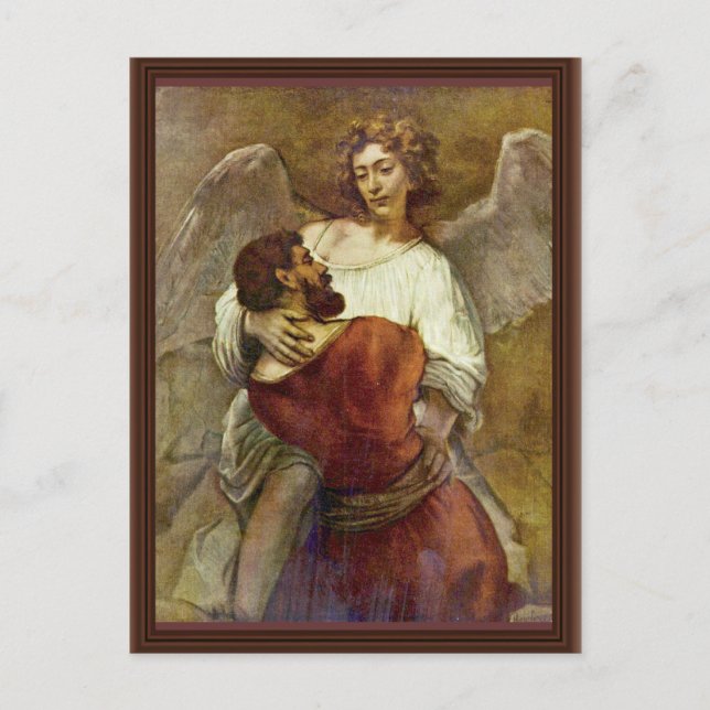 Carte Postale Jacob Luttant Avec L'Ange Par Rembrandt (Devant)
