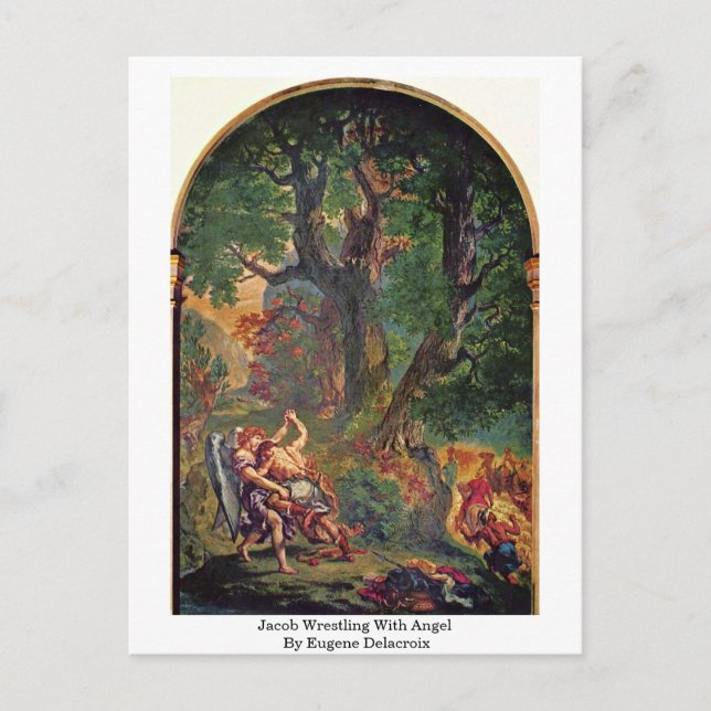 Carte Postale Jacob Lutte Avec Angel Par Eugene Delacroix (Devant)