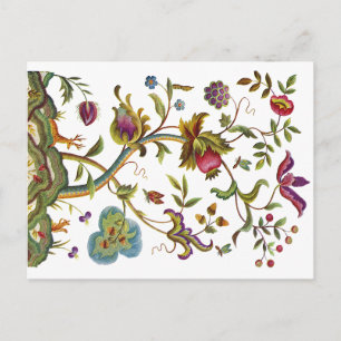 Carte Postale Jacobean Crewel Brodery Arbre de vie