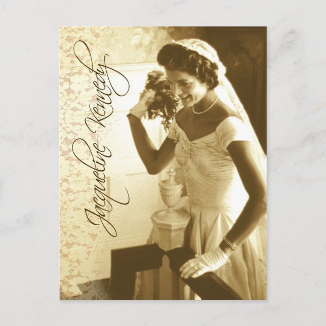 Carte Postale Jacqueline Kennedy lance son bouquet mariage (Devant)