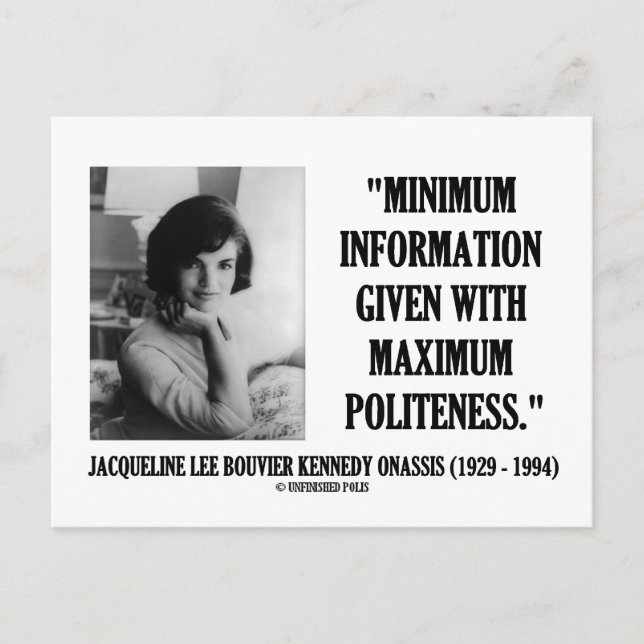 Carte Postale Jacqueline Kennedy Politesse minimale de l'informa (Devant)