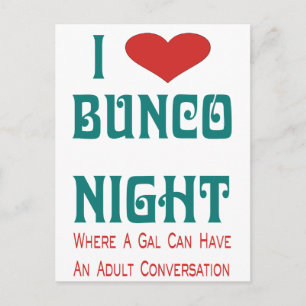 Carte Postale j'adore bunco night
