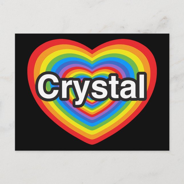 Carte Postale J'adore Crystal. Je t'aime Crystal. Cœur (Devant)