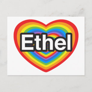 Carte Postale J'adore Ethel. Je t'aime Ethel. Cœur