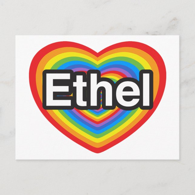 Carte Postale J'adore Ethel. Je t'aime Ethel. Cœur (Devant)