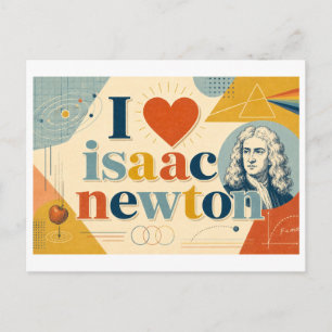 Carte Postale "J'adore Isaac Newton"