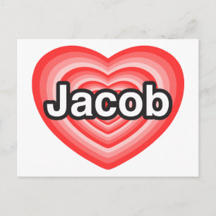 Carte Postale J'adore Jacob. Je t'aime Jacob. Cœur