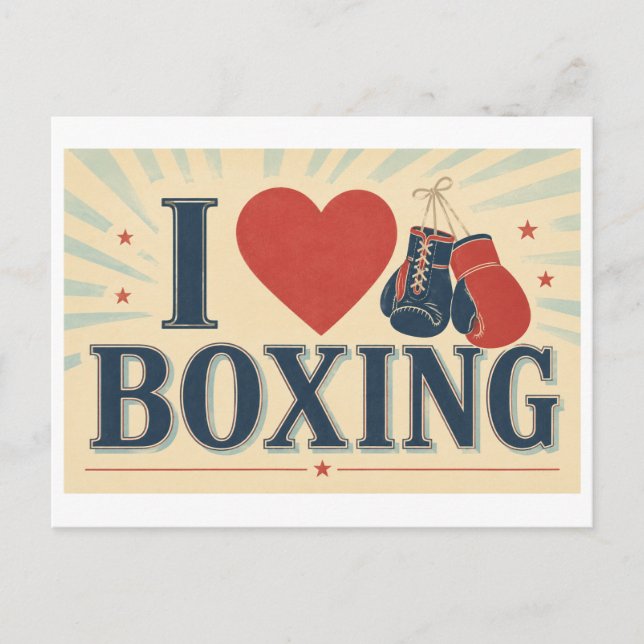 Carte Postale "J'adore la boxe" (Devant)