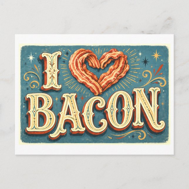 Carte Postale "J'adore le bacon" (Devant)