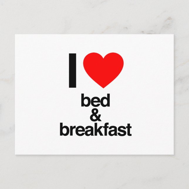 Carte Postale j'adore le bed and breakfast (Devant)