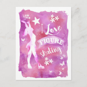 CARTE POSTALE J'ADORE LE PATINAGE FIGURE