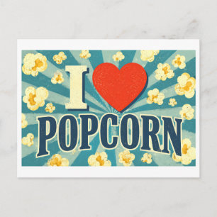 Carte Postale "J'adore le pop-corn"