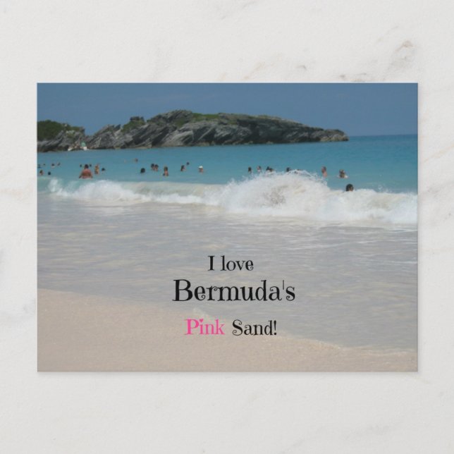Carte Postale J'adore le sable rose des Bermudes ! (Devant)