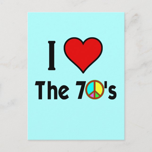 Carte Postale J'adore le signe de la Paix des années 70 (Devant)