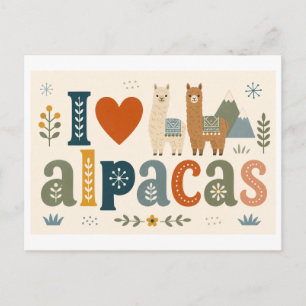 Carte Postale "J'adore les alpagas"