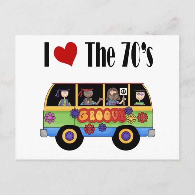 Carte Postale J'adore les années 70 (Devant)