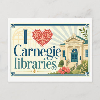 Carte Postale "J'adore les bibliothèques Carnegie"