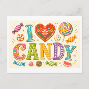 Carte Postale "J'adore les bonbons"