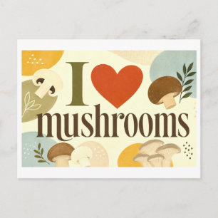 Carte Postale "J'adore les champignons"
