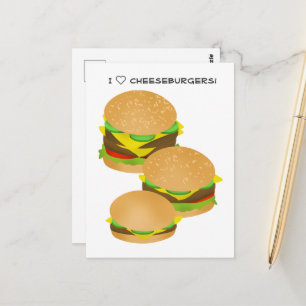 Carte Postale J'adore les cheeseburgers