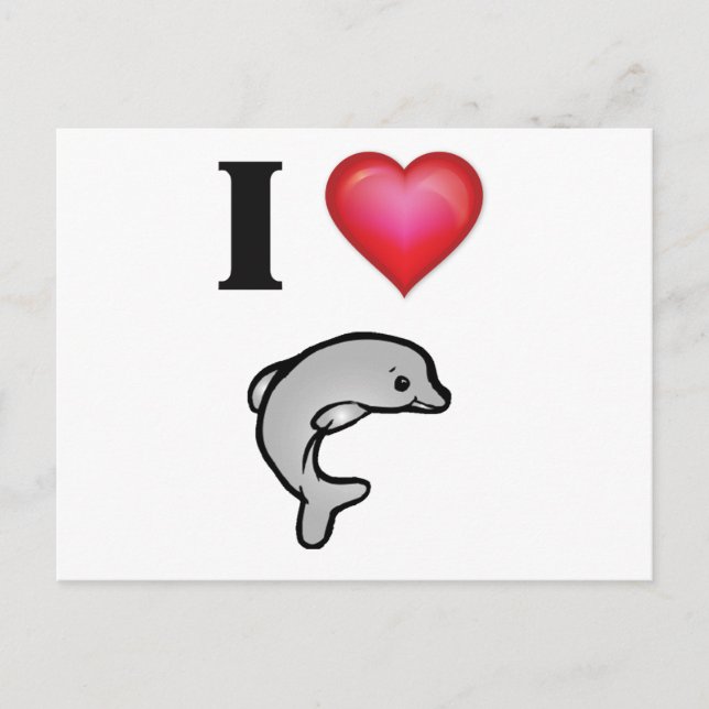 Carte Postale J'adore les dauphins (Devant)