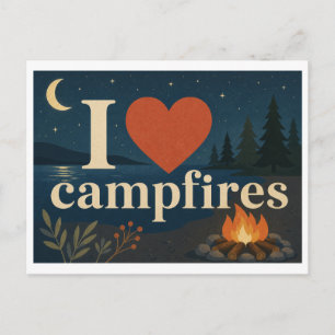 Carte Postale "J'adore les feux de camp"