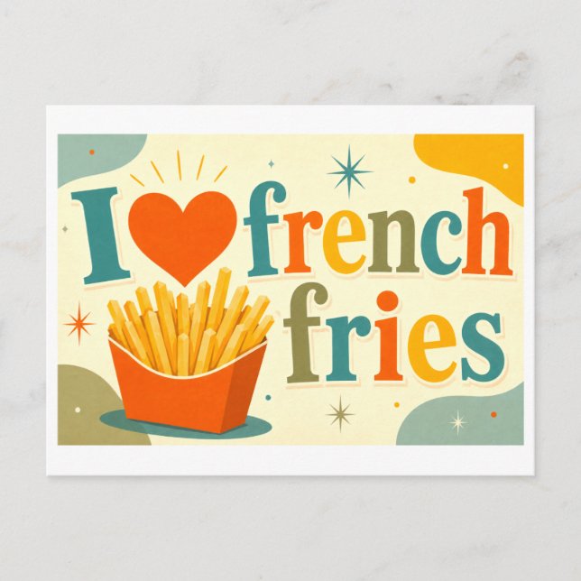 Carte Postale "J'adore les frites" (Devant)