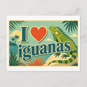 Carte Postale "J'adore les iguanes"