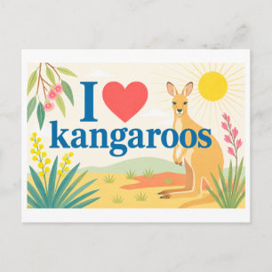 Carte Postale "J'adore les kangourous"