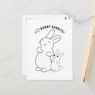 Carte Postale J'adore les lapins