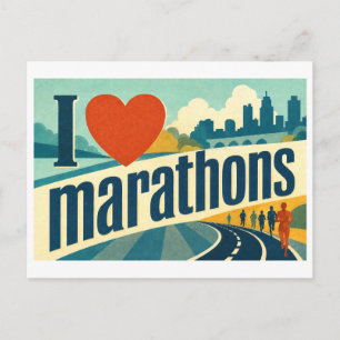 Carte Postale "J'adore les marathons"