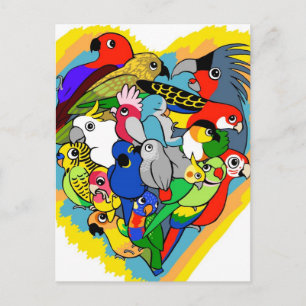 Carte Postale J'adore les perroquets mignons dessin animé