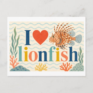 Carte Postale "J'adore les poissons-lions"