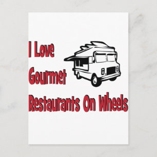 Carte Postale J'adore les restaurants gastronomiques à roues