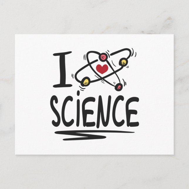 Carte Postale J'adore les sciences (Devant)