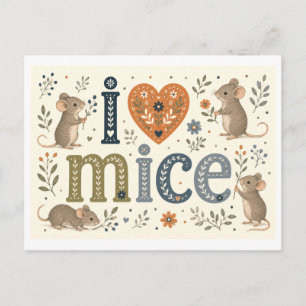 Carte Postale "J'adore les souris"