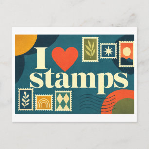 Carte Postale "J'adore les timbres"