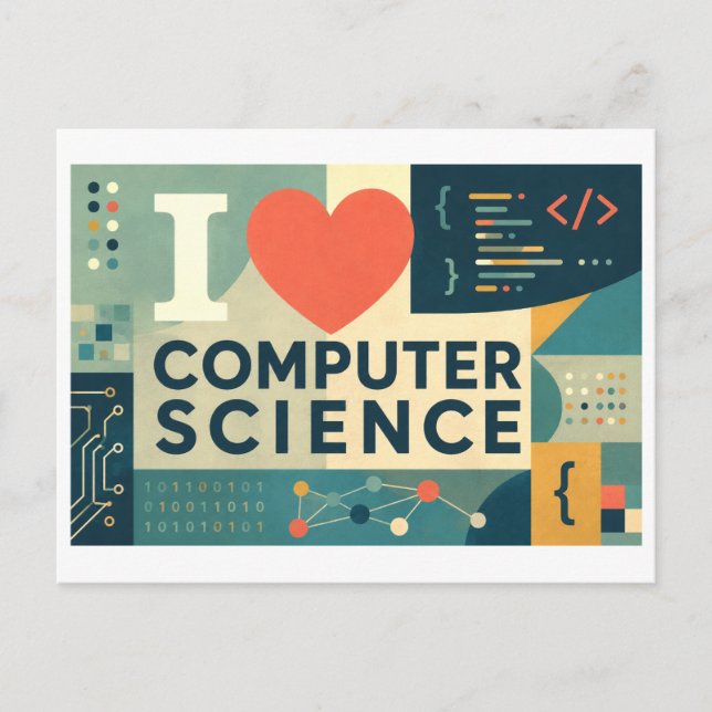 Carte Postale "J'adore l'informatique" (Devant)