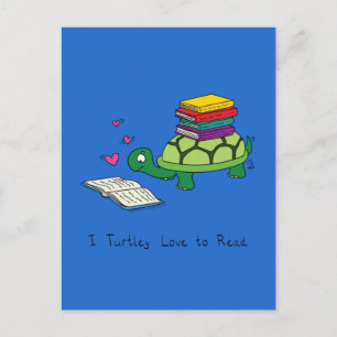 Carte Postale J'adore lire les amateurs de livre de tortues