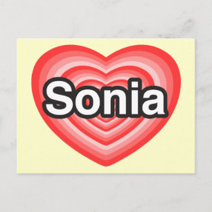 Carte Postale J'adore Sonia. Je t'aime Sonia. Cœur