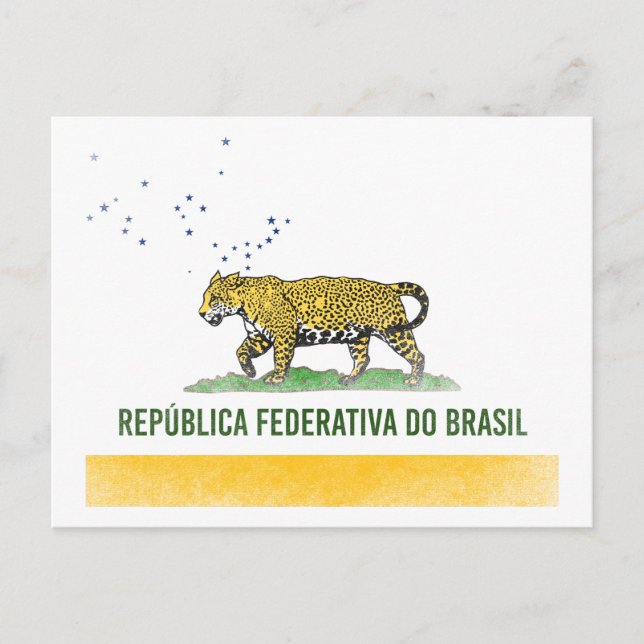 Carte Postale Jaguar brésilien - Brésil Californie Drapeau combi (Devant)