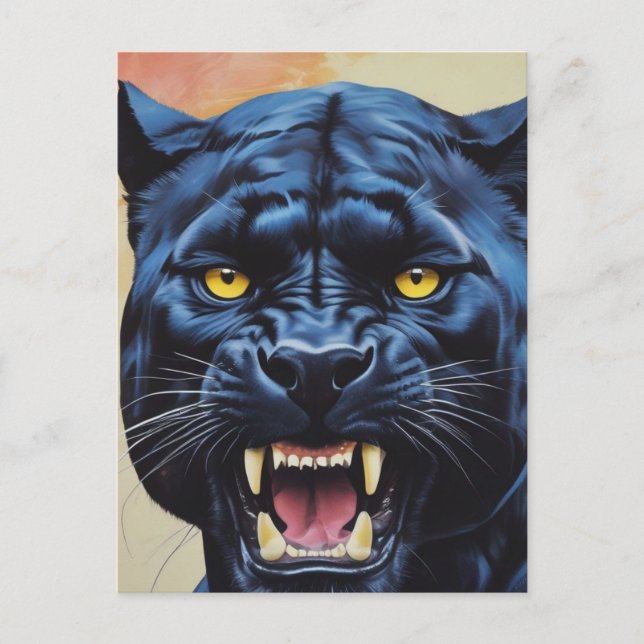 Carte Postale Jaguar - Panthère noire (Devant)