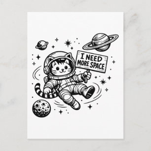 Carte Postale J'ai Besoin De Plus D'espace Drôle Chat Astronaute