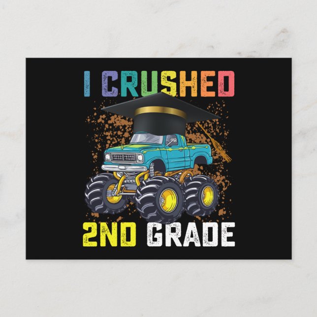 Carte Postale J'ai broyé 2e année Monster Truck Graduation (Devant)