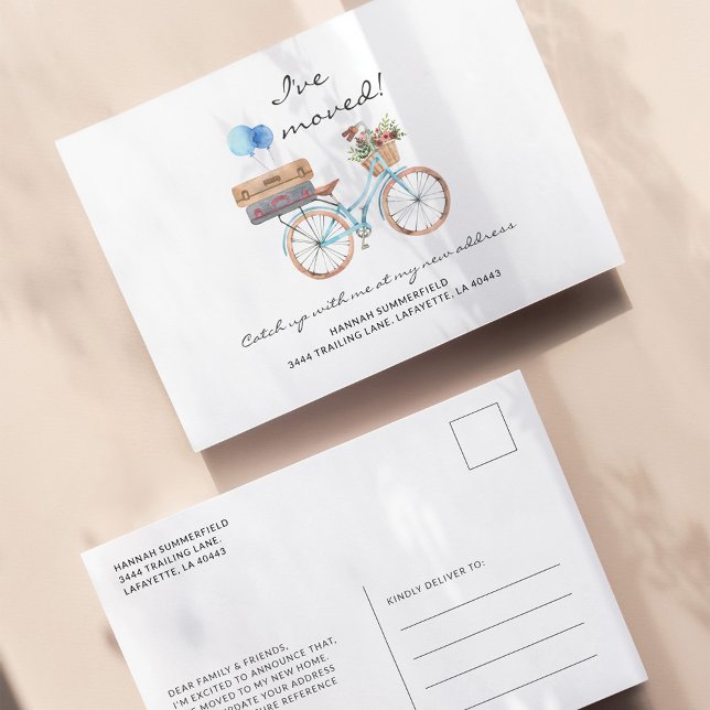 Carte Postale J'ai Déménagé Annonce de Déménagement à Vélo Aquar (Créateur téléchargé)