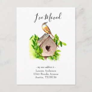 Carte Postale J'ai déménagé Bird house Moving faire-part